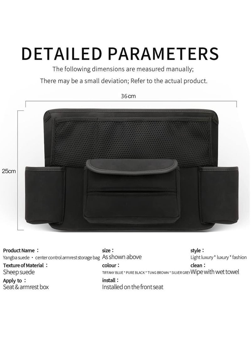 YQbest Car Handbag Holder Between Seats Suede Large Capacity Purse Automotive Consoles & Organizers for Document Phone Storage Organizer  - Image 2
