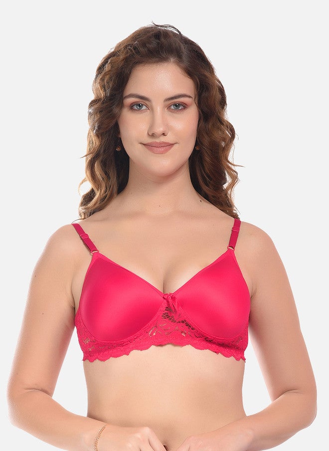 FIMS Red & Purple Pack of 3 Cotton Solid Lightly Padded Bra - Image 2