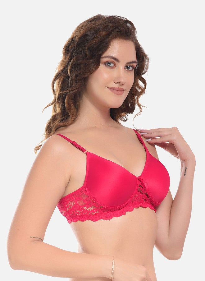 FIMS Red & Purple Pack of 3 Cotton Solid Lightly Padded Bra - Image 4