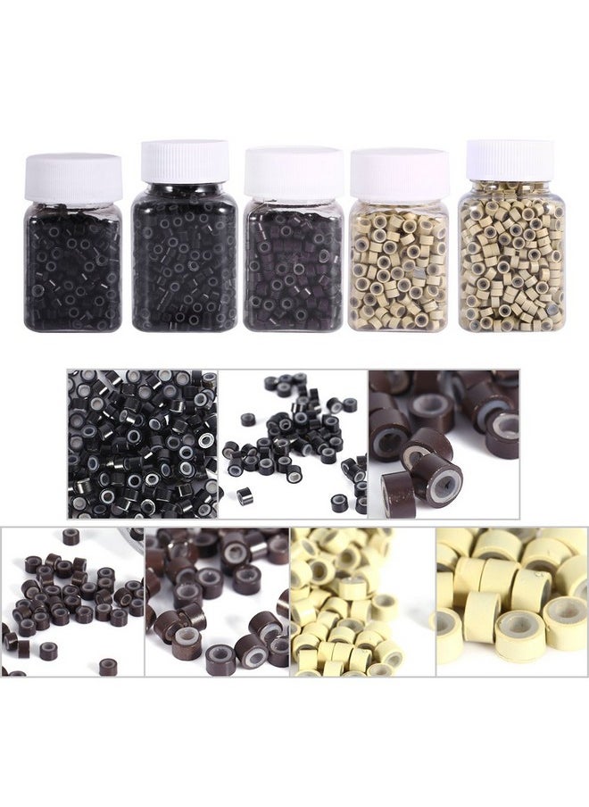 Semme - 200/500/1000/2000Pcs 3Mm Silicone Lined Hair Extension Link Rings Beads Loops Tools 12 Types(Black(200Pcs)) - Image 1