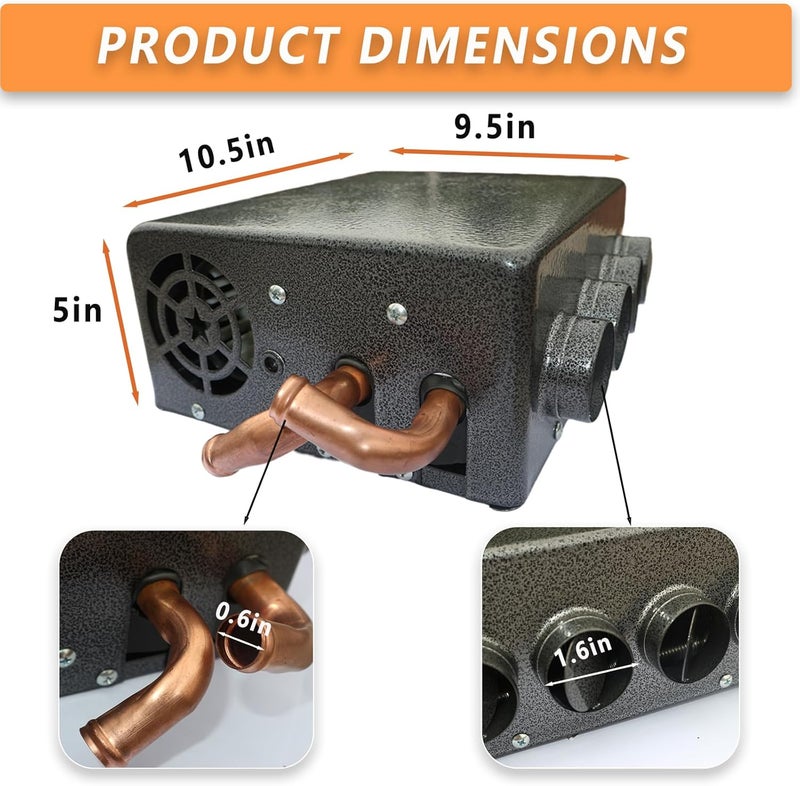 XuSha 8000 BTU 4 Ports 12 Volt Universal Car Truck Fan Heater Air Heater Diesel Portable Parking Heater Low Profile Universal Auxiliary Cab Heater - Image 2