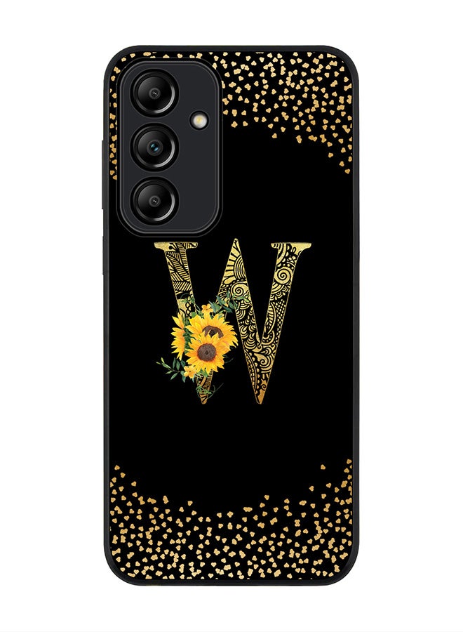 Stylizedd Rugged Black Edge Case for Samsung Galaxy A55 Case Cover- Custom Monogram Initial Letter Mandala Floral Pattern Alphabet - W(Black) - Image 1