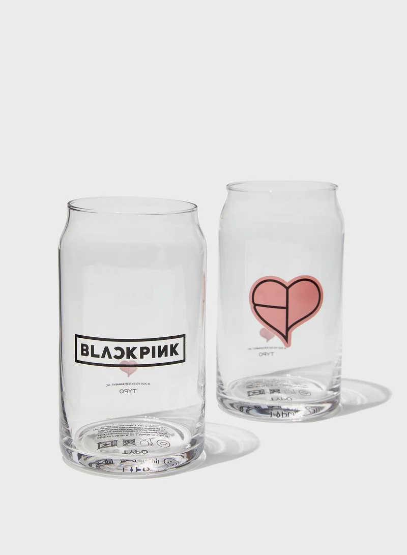 Typo Black Pink X Typo Set Of 2 Glass Tumbler