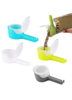 4-Pack Food Sealing Clips with Pour Spouts, Bag Clips for Kitchen and Chips, Ideal for Organizing and Sealing Food Bags