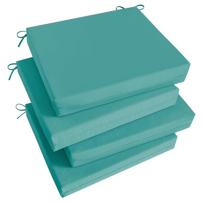 Namdev Art's Namdev Arts Outdoor Chair Cushions for Furniture Waterproof Outdoor Cushions Square Corner Patio Chair Cushions Set of 4 with Ties 185x16x3 Teal - Image 1