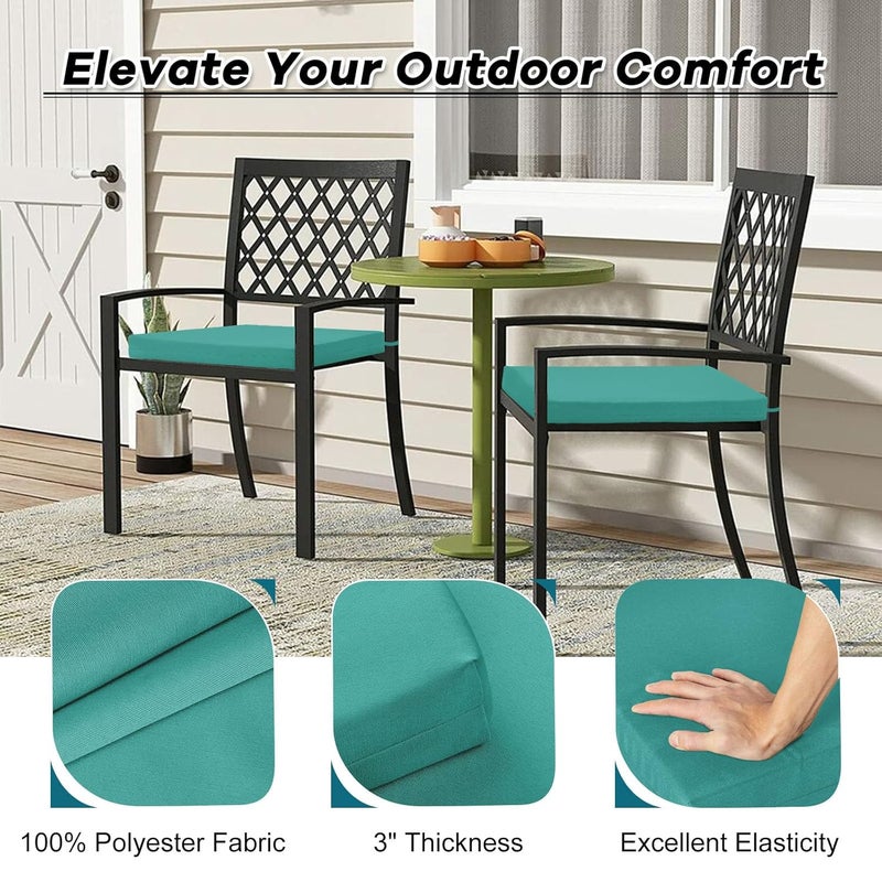Namdev Art's Namdev Arts Outdoor Chair Cushions for Furniture Waterproof Outdoor Cushions Square Corner Patio Chair Cushions Set of 4 with Ties 185x16x3 Teal - Image 2