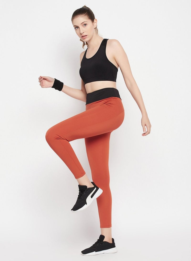 Clovia ت tights نشطة عالية الخصر من Clovia بلون بني صدئ - Image 1