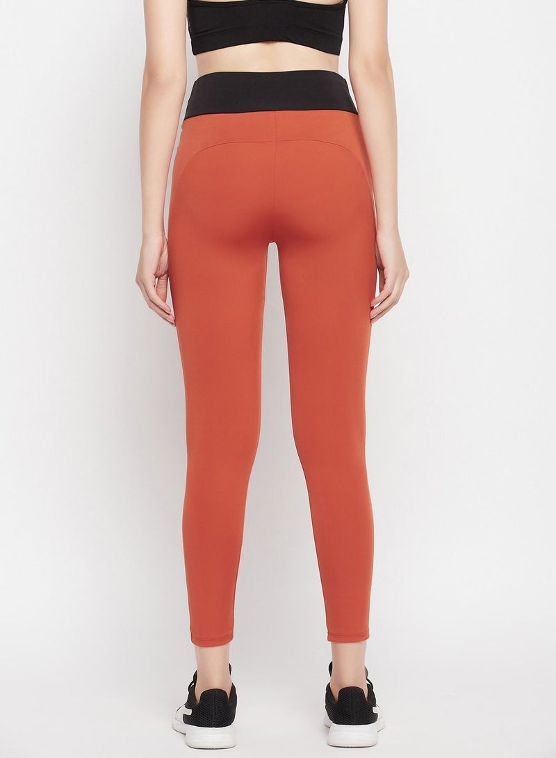 Clovia ت tights نشطة عالية الخصر من Clovia بلون بني صدئ - Image 5