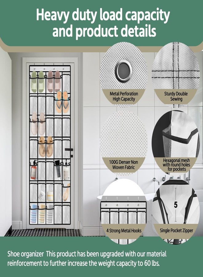 PAULONE 35 Pocket Over the Door Shoe Organizer,Reusable Breathable Large Mesh Bag Men's & Women's Sneaker Organizer,Shoe Organizer for Kids,Hanging Shoe Storage Hanging Bag (White). - Image 3