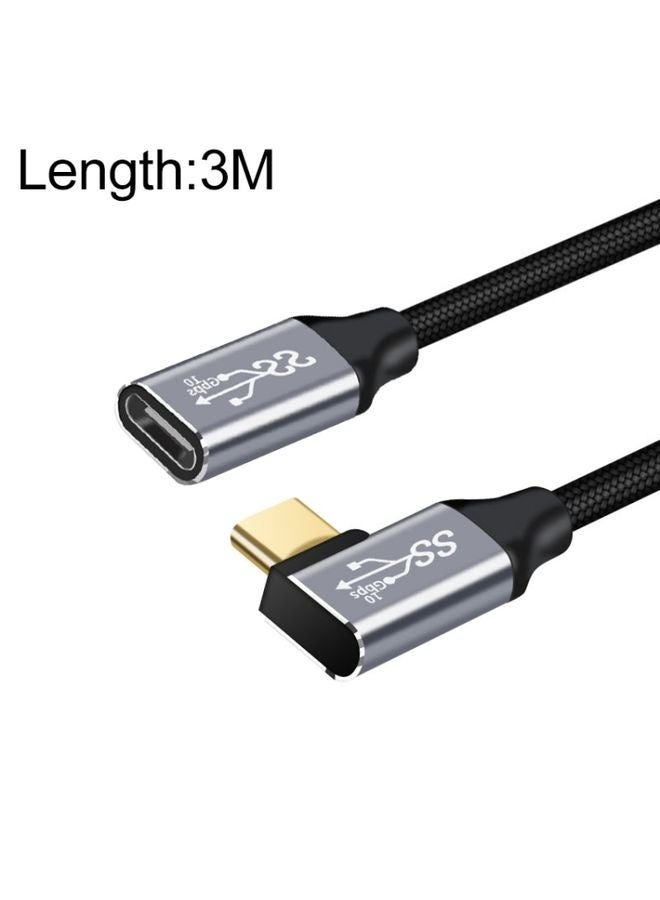 3m 10Gbps USB-C / Type-C Female to Male Elbow Charging Data Transmission Extension Cable - Image 1