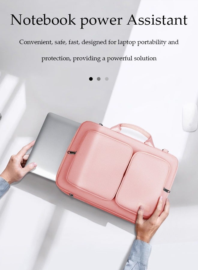 DUNISO Laptop bag, thickening velvet inner protective shoulder bag, Oxford cloth waterproof storage bag, can be hung on one shoulder, with handle, scratch resistant, anti collision and wear resistant,suitable for 15.6 inch laptops，pink - Image 5