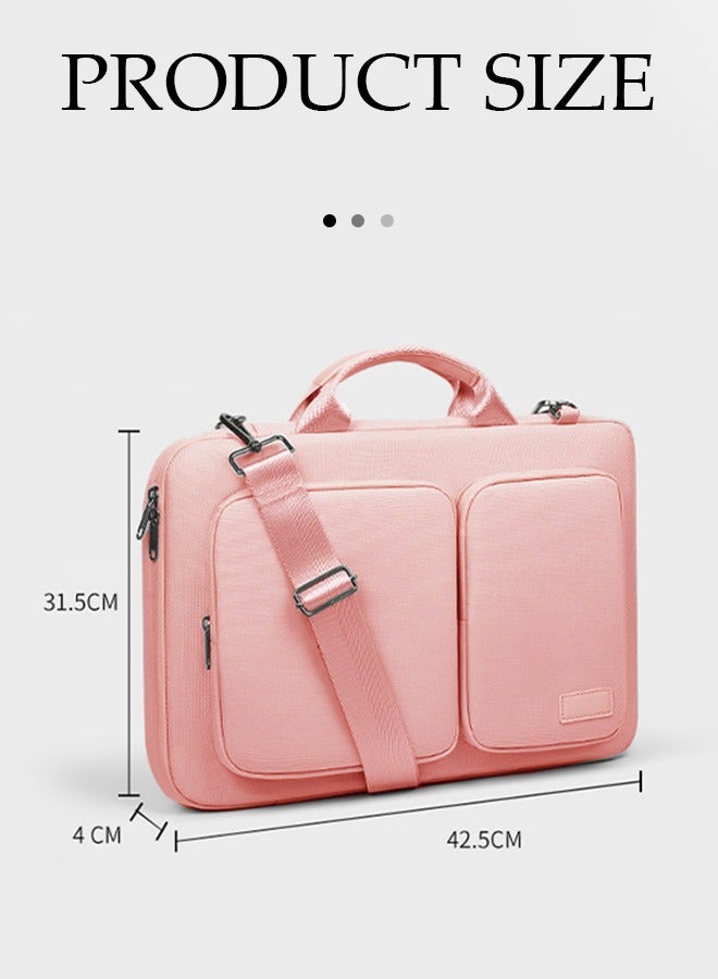 DUNISO Laptop bag, thickening velvet inner protective shoulder bag, Oxford cloth waterproof storage bag, can be hung on one shoulder, with handle, scratch resistant, anti collision and wear resistant,suitable for 15.6 inch laptops，pink - Image 3