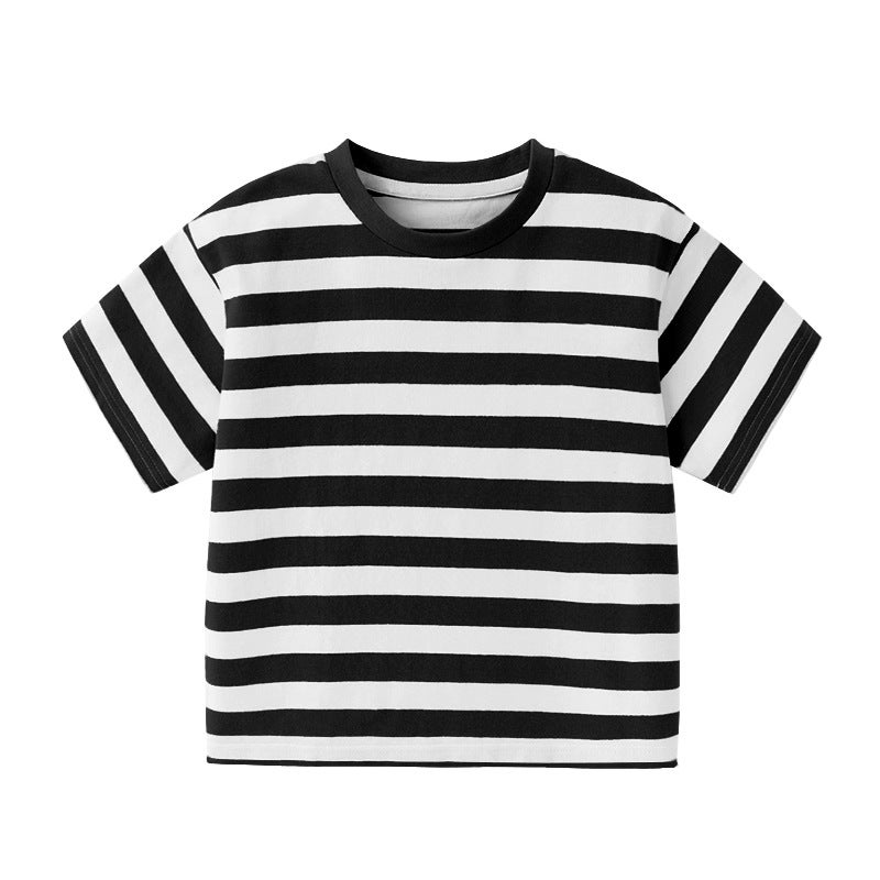 Summer Striped Short-Sleeved T-Shirt Zhongda Boys' Trendy Brand Ins Niche Half-Sleeved Casual Children'S Half-Sleeved Shirt Children'S Wear Top - Image 1