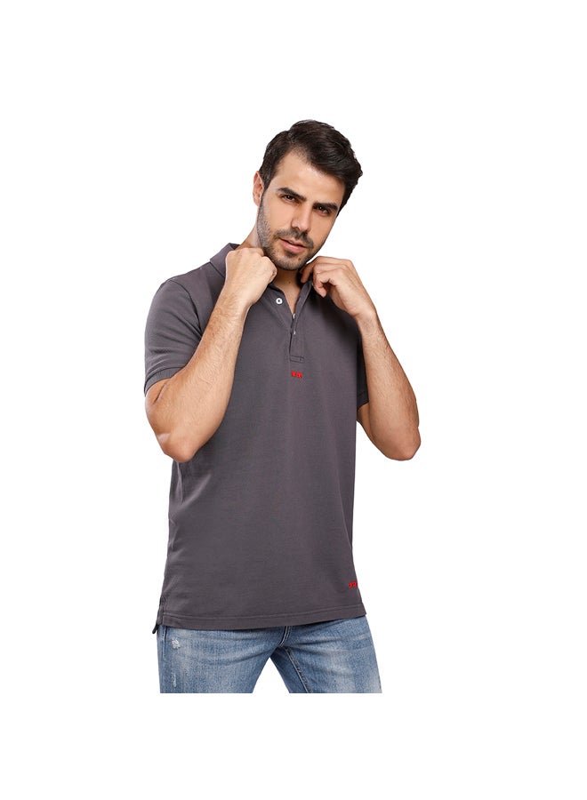 Coup COUP Regular Basic Polo Shirt For Men - Charcoal - S - Image 1