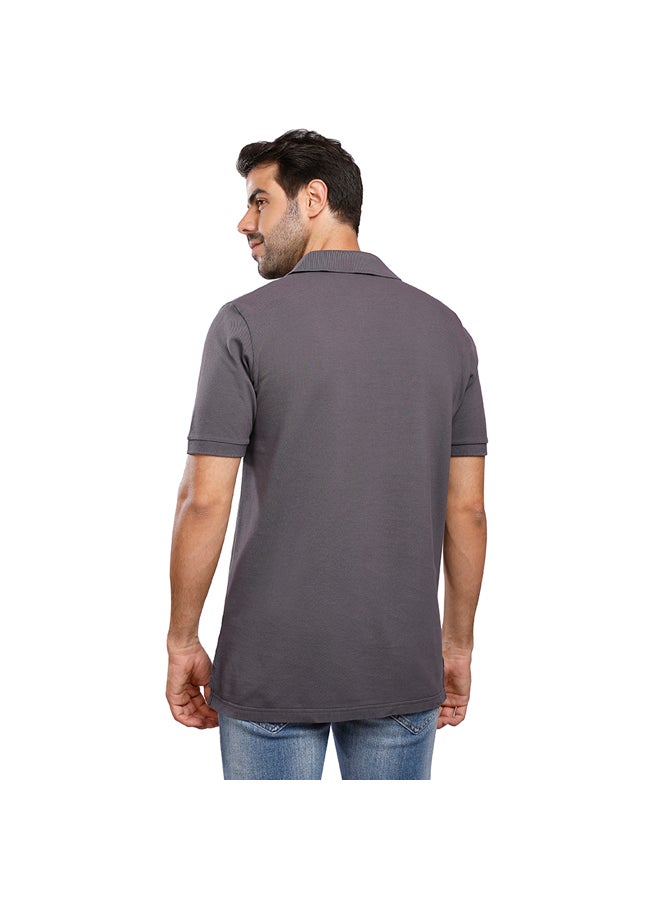 Coup COUP Regular Basic Polo Shirt For Men - Charcoal - S - Image 3