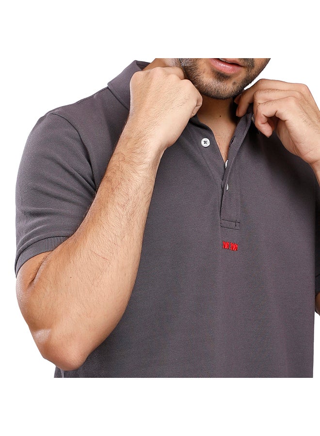 Coup COUP Regular Basic Polo Shirt For Men - Charcoal - S - Image 2