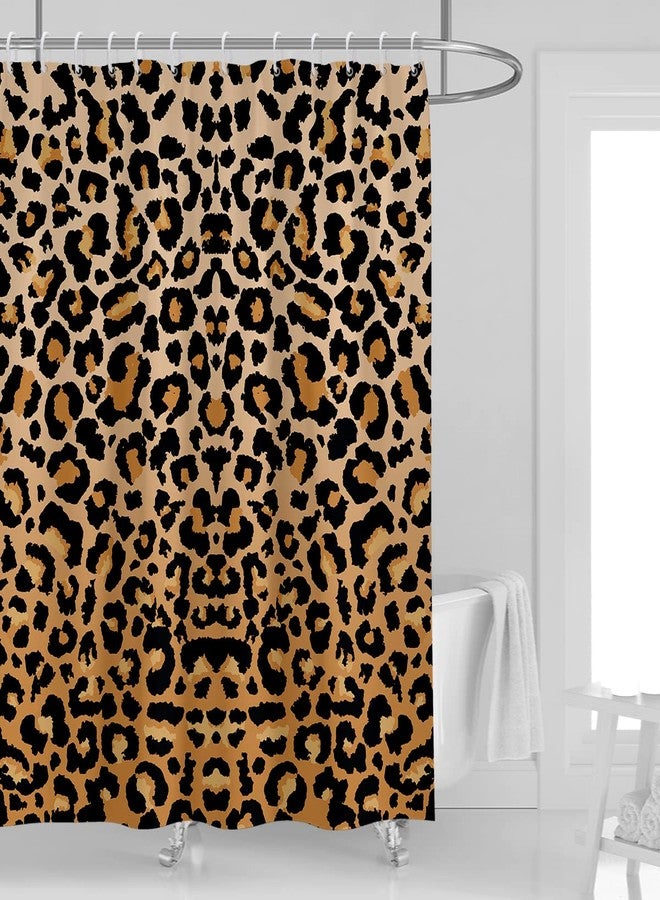 Kikiry Leopard Print Shower Curtain 60''W x 72''L Cheetah Ombre Brown Wild Safari Animal Powerful Panthera Big Cat Bathroom Decor Contemporary Polyester Fabric 12 Pack Plastic Hooks - Image 1