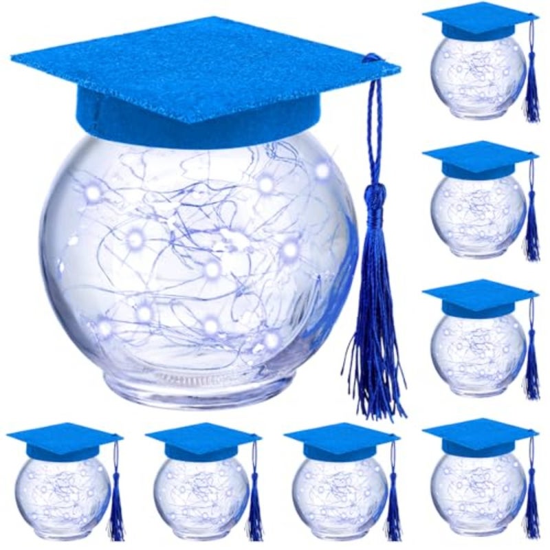 8 Sets 2026 Graduation Table Centerpieces Decorations with LED Lights, Mason Jars Graduation Cap Decorations for Class of 2026 College High Middle School Grad Party Supplies Gifts - Image 1