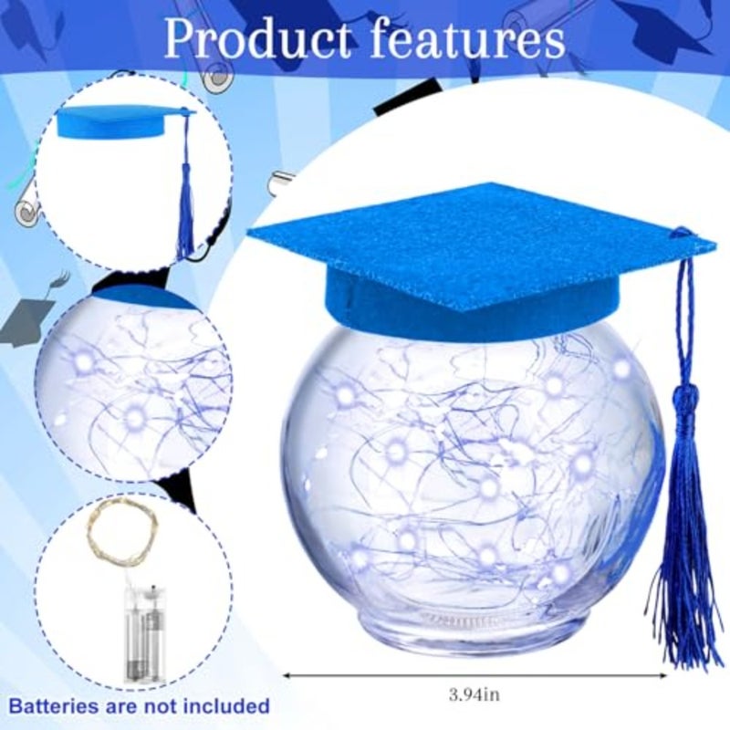 8 Sets 2026 Graduation Table Centerpieces Decorations with LED Lights, Mason Jars Graduation Cap Decorations for Class of 2026 College High Middle School Grad Party Supplies Gifts - Image 2