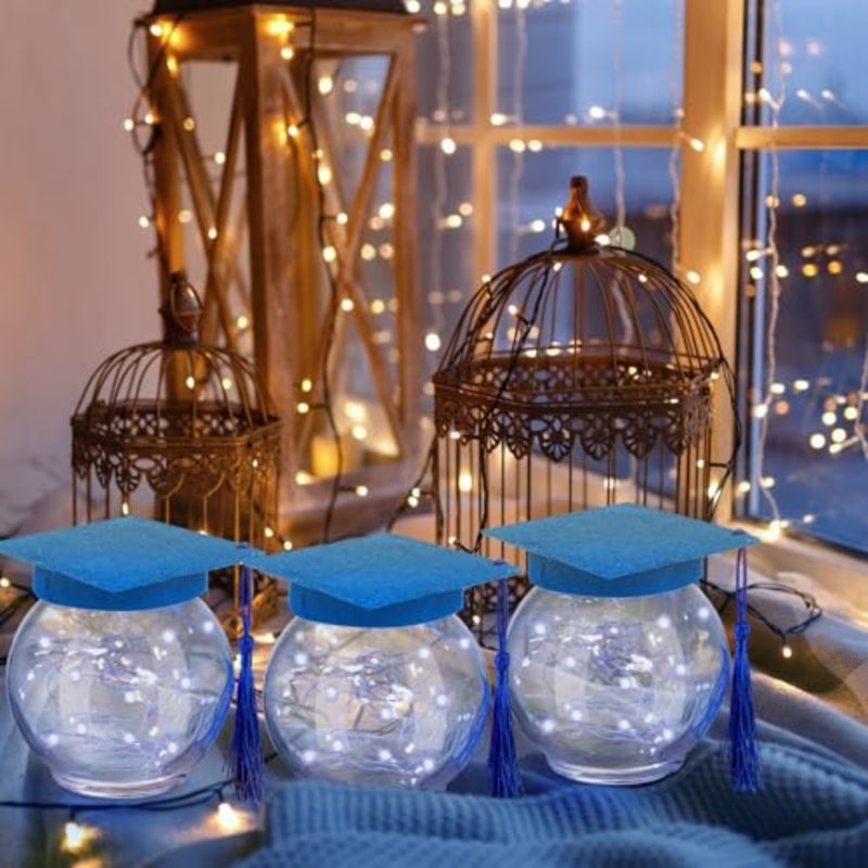 8 Sets 2026 Graduation Table Centerpieces Decorations with LED Lights, Mason Jars Graduation Cap Decorations for Class of 2026 College High Middle School Grad Party Supplies Gifts - Image 3
