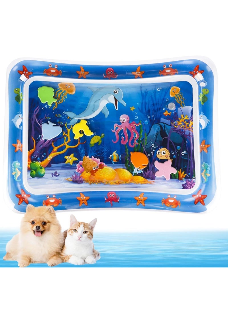 Generic Thickened Cat Water Sensory Play Mat with Fish, Summer Pet Bed Toy for Cool (Blue Dolphin)  - Image 1