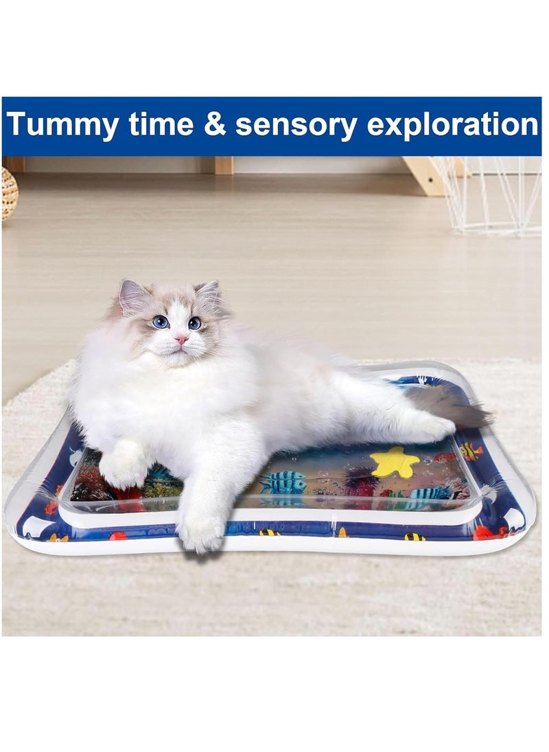 Generic Thickened Cat Water Sensory Play Mat with Fish, Summer Pet Bed Toy for Cool (Blue Dolphin)  - Image 3