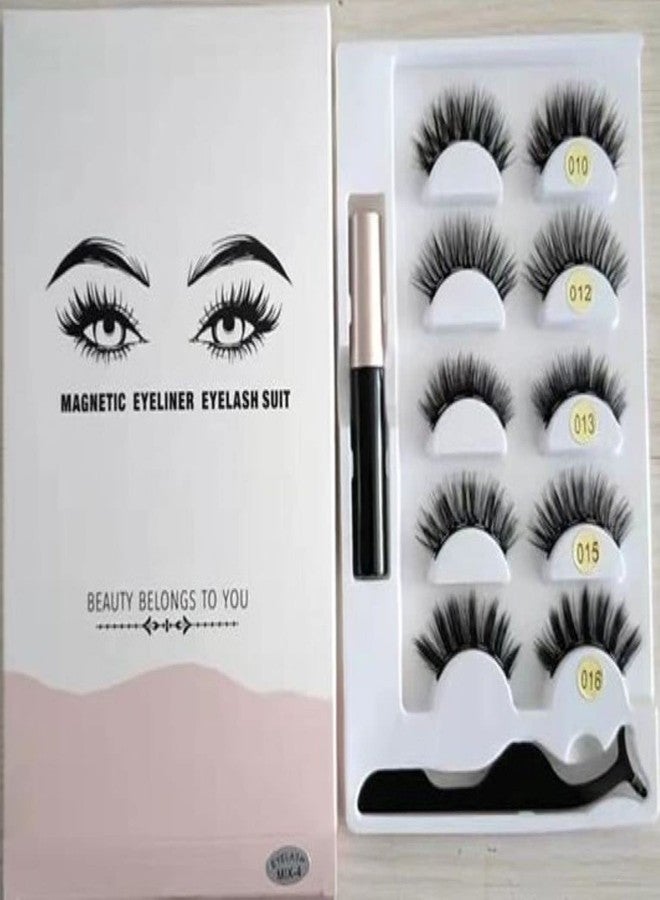 Vinayakart Magnetic Eyelashes with Eyeliner, 3D Magnetic Eyelashes Kit, 5 Pairs Reusable Magnetic False Eyelashes with Tweezers Inside (010/012/013/015/016) - Image 2