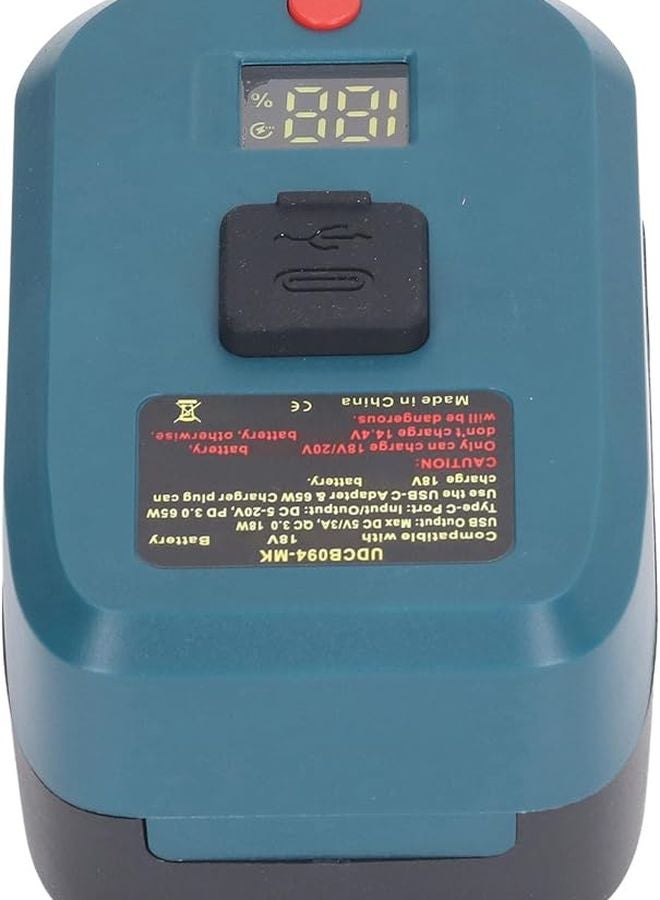 بطارية BL1830 18 فولت ليثيوم، منفذ USB نوع C، شاشة رقمية، محول طاقة - Image 5