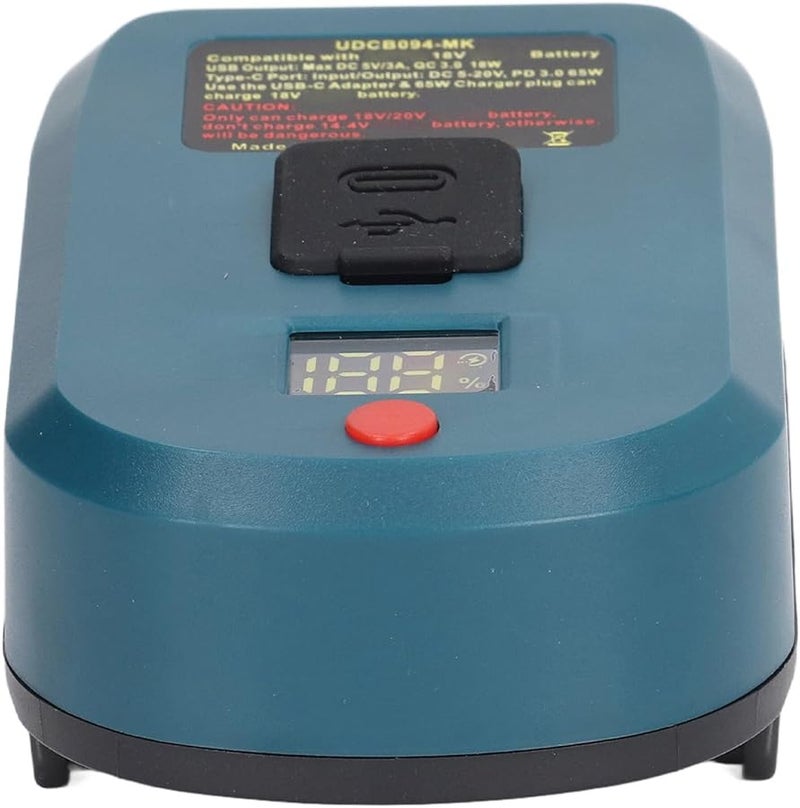 بطارية BL1830 18 فولت ليثيوم، منفذ USB نوع C، شاشة رقمية، محول طاقة - Image 2