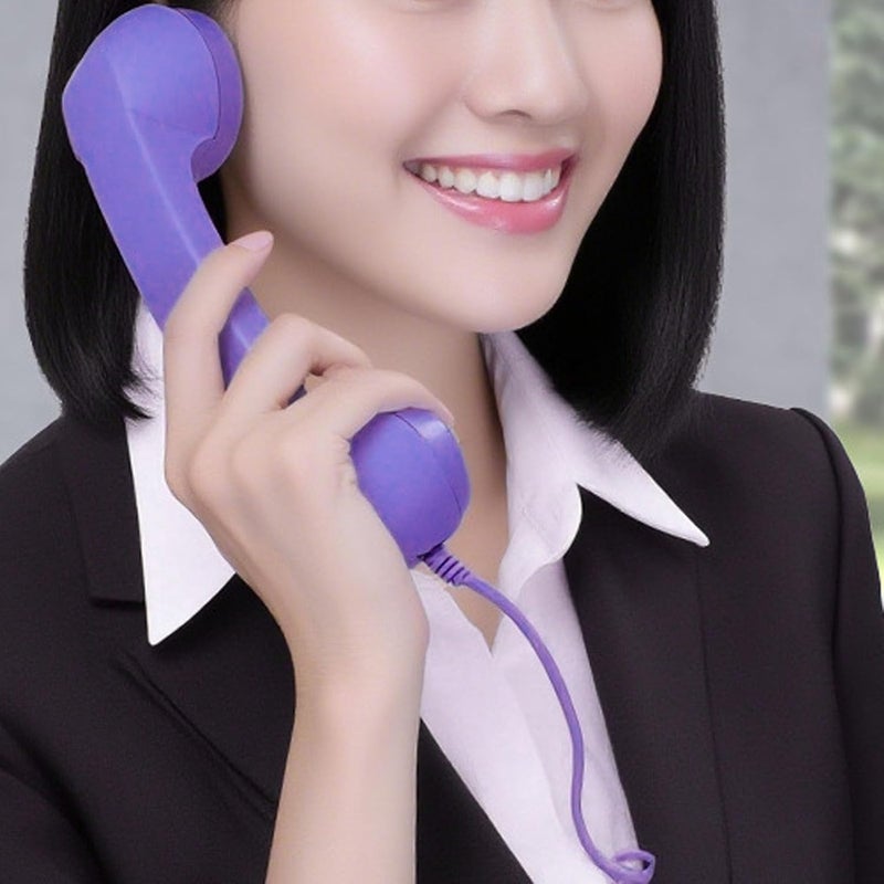 SUNGOOYUE Retro Phone Handset, Type C Cell Phone Receiver with Speaker Microphone for Video Call Conferences Meetings for Mobile Phones Tablets (Purple) - Image 4