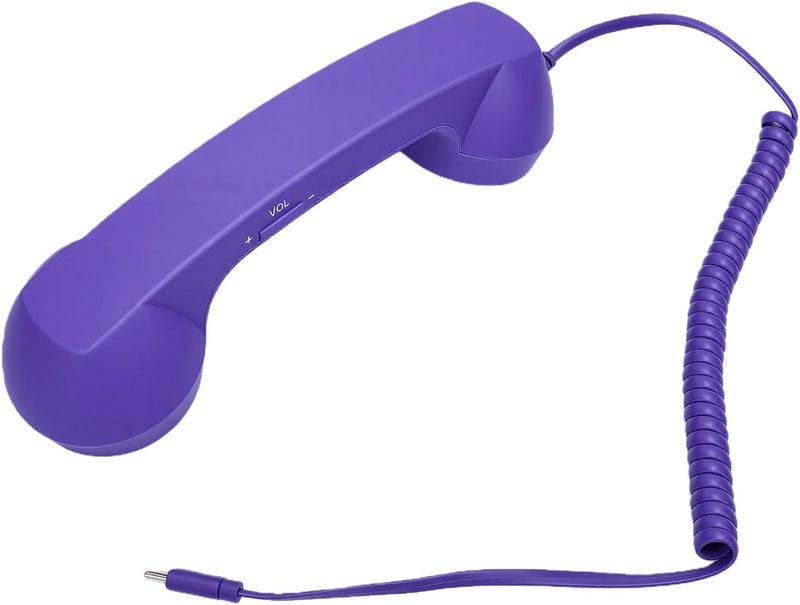 SUNGOOYUE Retro Phone Handset, Type C Cell Phone Receiver with Speaker Microphone for Video Call Conferences Meetings for Mobile Phones Tablets (Purple) - Image 1