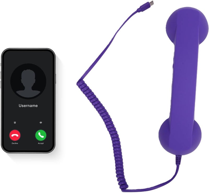 SUNGOOYUE Retro Phone Handset, Type C Cell Phone Receiver with Speaker Microphone for Video Call Conferences Meetings for Mobile Phones Tablets (Purple) - Image 2