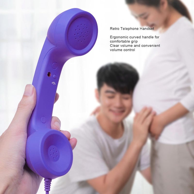 SUNGOOYUE Retro Phone Handset, Type C Cell Phone Receiver with Speaker Microphone for Video Call Conferences Meetings for Mobile Phones Tablets (Purple) - Image 5