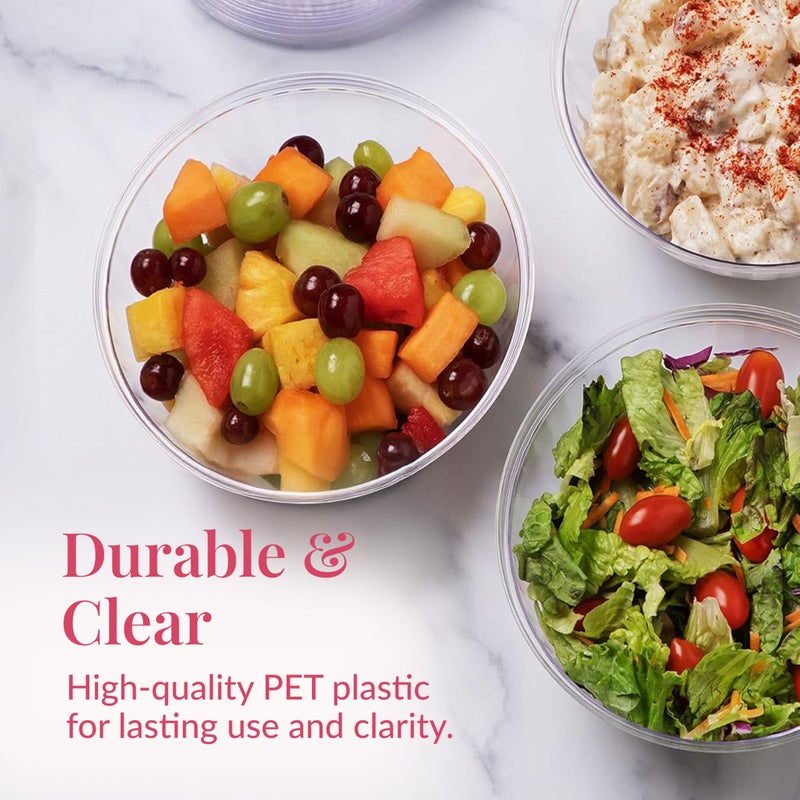 Prestee Clear Plastic Serving Bowls  48 Oz. 12 Pack - Round Disposable Bowls  Punch  Party  Chip Bowl Containers - for Candy  Salads  Parties  & Serving Food - Large Salad Bowl Dish for Eating - Image 2