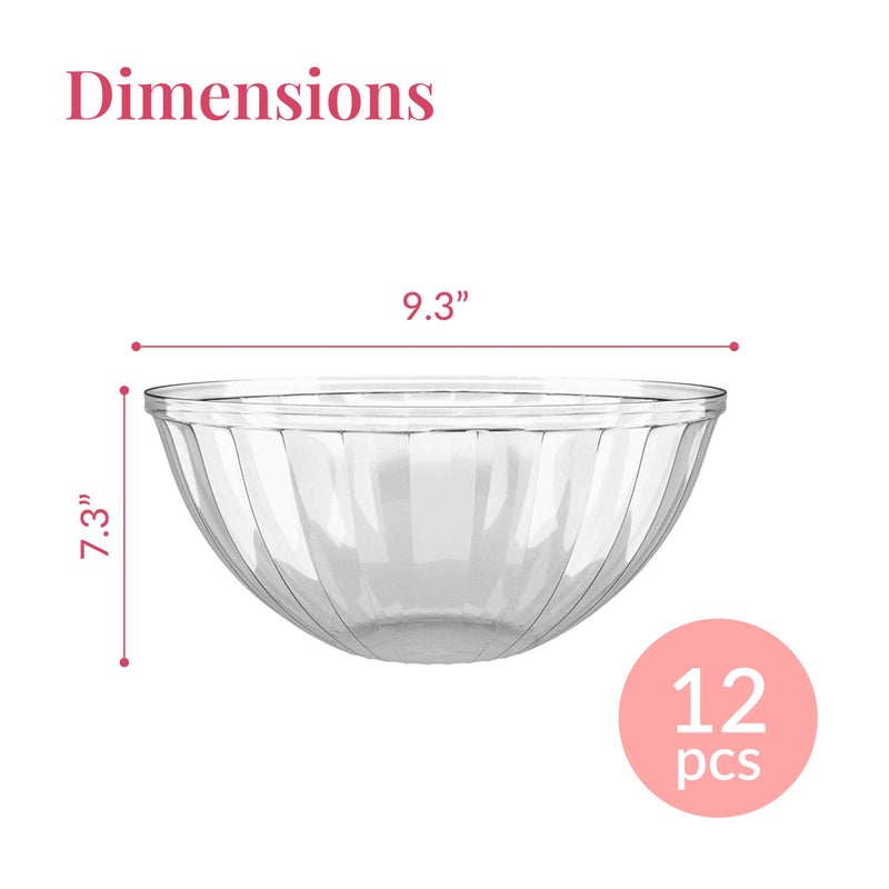 Prestee Clear Plastic Serving Bowls  48 Oz. 12 Pack - Round Disposable Bowls  Punch  Party  Chip Bowl Containers - for Candy  Salads  Parties  & Serving Food - Large Salad Bowl Dish for Eating - Image 3