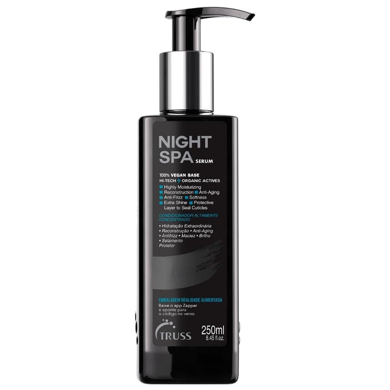 Truss TRUSS Night Spa Serum - Anti Aging Damaged Hair Treatment with 100% Vegan Wax Base - Anti Frizz Hair Serum for Extra Shine, Moisture and Elasticity - (250 ml) 