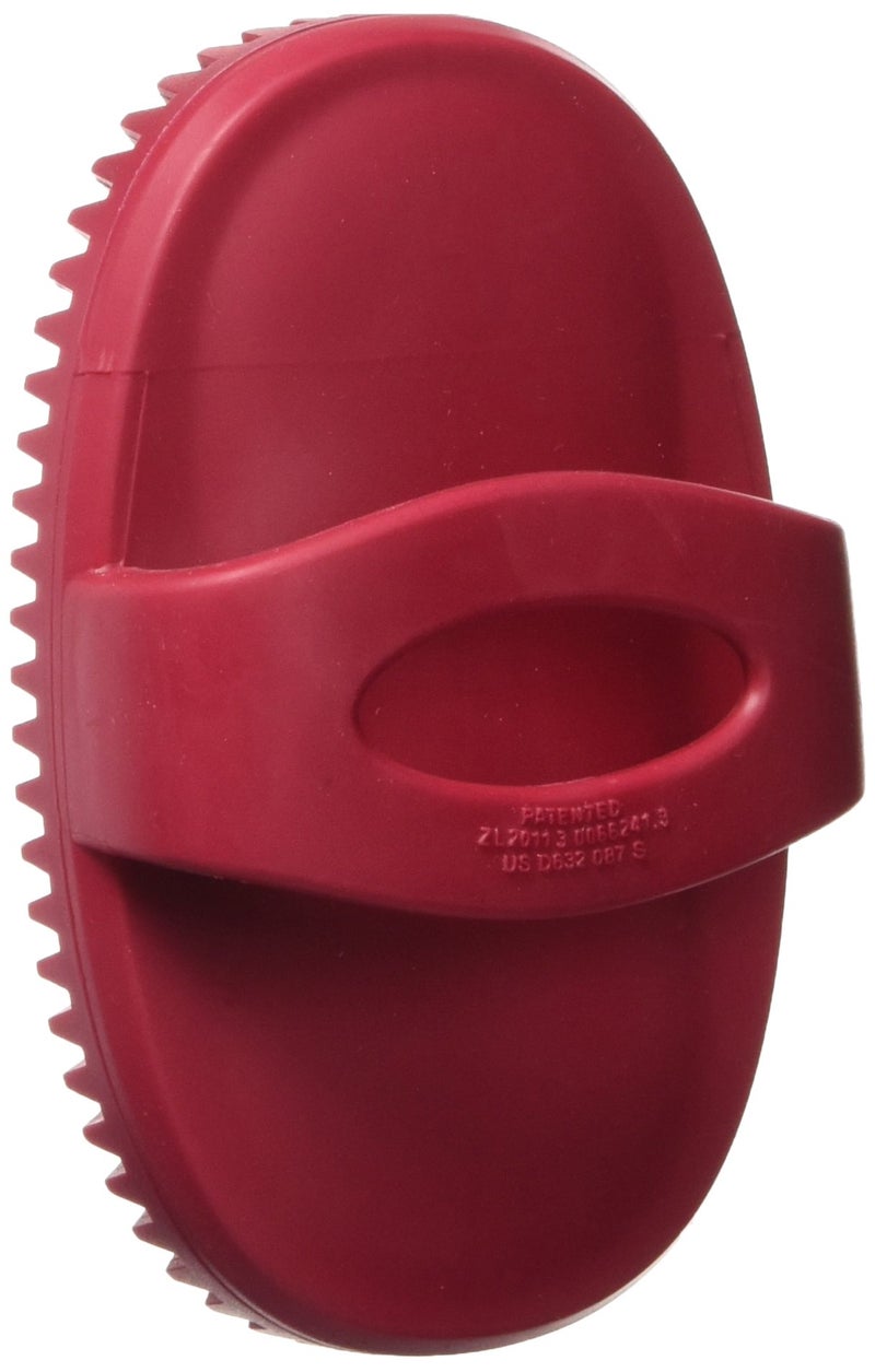 Le Salon Essentials Rubber Curry Grooming Brush with Loop Handle Red - Image 2