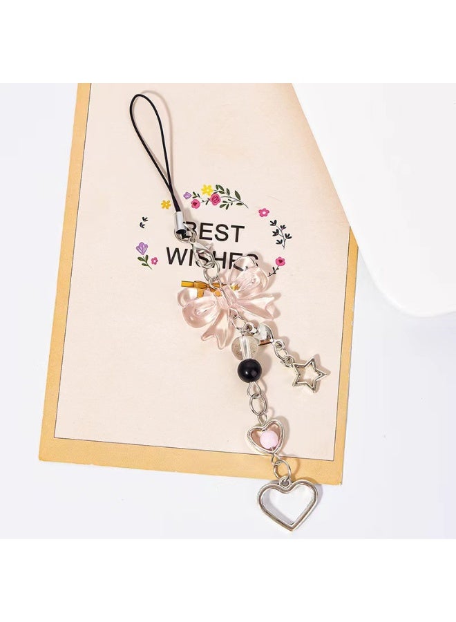 NIBEMINENT Phone Charm/ Chain Strap for Women Girls, Sweet Bow Cell Phone Case Lanyard Wrist Strap