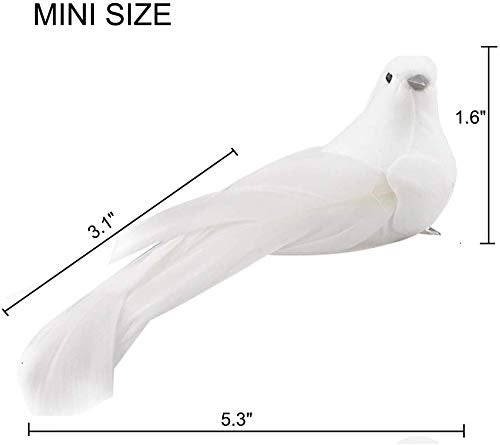 UWIOFF Artificial Birds, 12 Pcs Artificial White Doves Simulation Foam White Feathered Artificial Birds Doves Clip On Ornament for Christmas Tree Decorations, Wedding, Wreaths & Crafts - Image 3