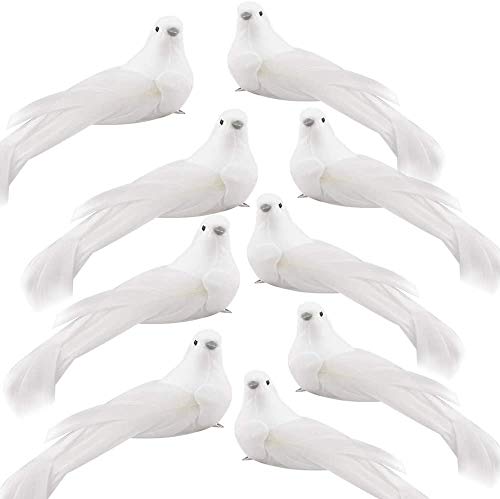 UWIOFF Artificial Birds, 12 Pcs Artificial White Doves Simulation Foam White Feathered Artificial Birds Doves Clip On Ornament for Christmas Tree Decorations, Wedding, Wreaths & Crafts - Image 1