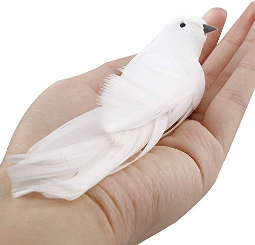 UWIOFF Artificial Birds, 12 Pcs Artificial White Doves Simulation Foam White Feathered Artificial Birds Doves Clip On Ornament for Christmas Tree Decorations, Wedding, Wreaths & Crafts - Image 5
