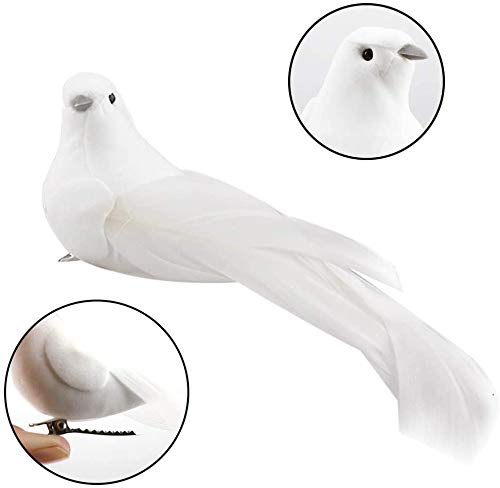UWIOFF Artificial Birds, 12 Pcs Artificial White Doves Simulation Foam White Feathered Artificial Birds Doves Clip On Ornament for Christmas Tree Decorations, Wedding, Wreaths & Crafts - Image 4