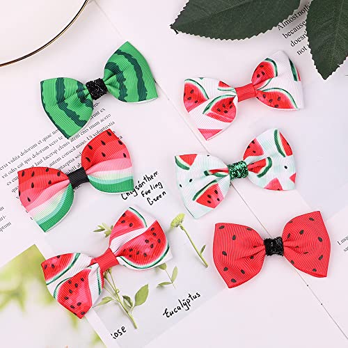 BBTDIN Watermelon Turban Headband Baby Girls Fruit Headwrap Watermelon Hair Hand Bow BBG20 (Hair Clips-6G) - Image 2