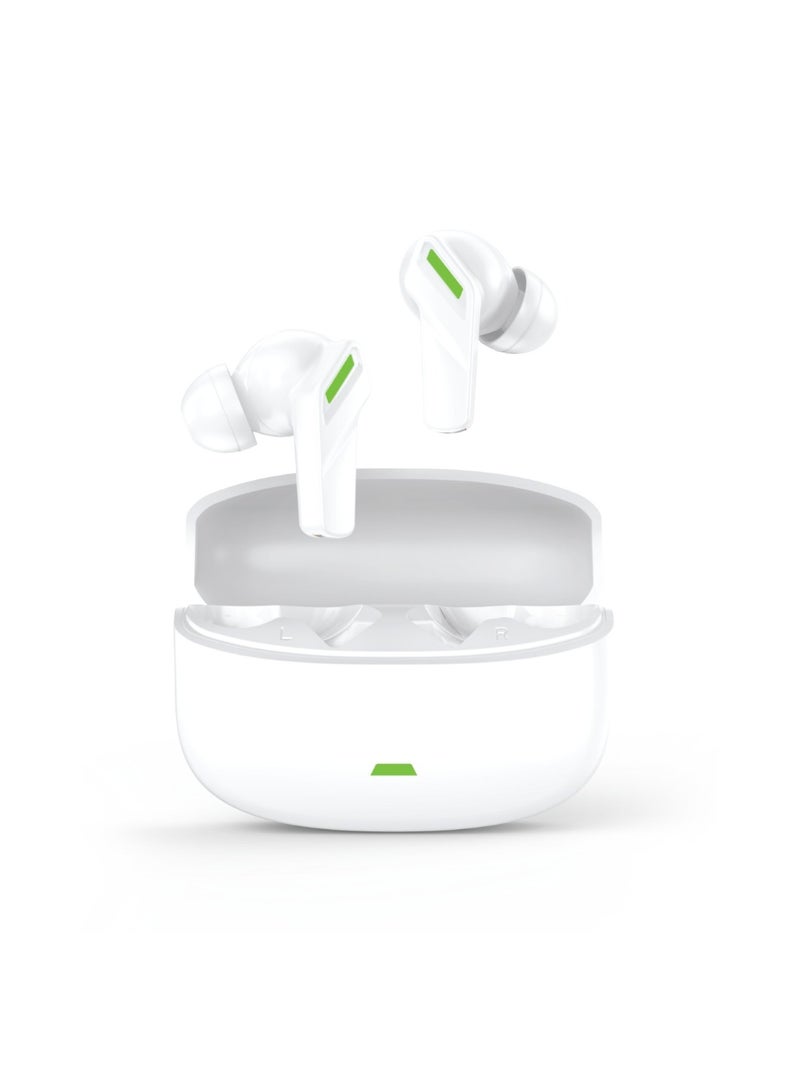 Salermo True Wireless Earbuds with Active Noise Cancellation/Bluetrum Chipset /IPX4 Waterproof /12 meters Bluetooth Range /Type-C Port /Play time 4.5h / Low Game Latency - White