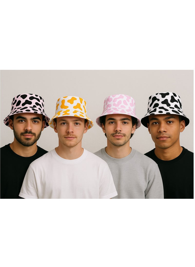 GoodBuy Double face foldable casual cow pattern sun unisex bucket travel hat  - Image 2