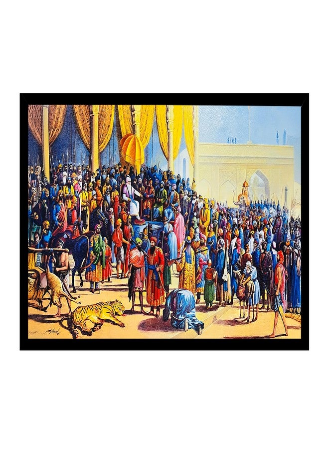 The Castle Decor لوحة جدارية من تصميم ذا كاسل ديكور، تصور المهراجا رانجيت سينغ | فن الإمبراطور السيخي لغرفة المعيشة والمكتب | عمل فني تاريخي مؤطر بحجم كبير | لوحة تراثية بنجابية متعددة الألوان (20 × 30 بوصة) (التصميم 3) - Image 4