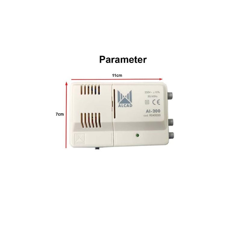 مضخم إشارة التلفزيون الداخلي مع مخرجين، تعزيز نطاق التردد العالي والتردد فوق العالي VHF/UHF، هوائي داخلي منخفض الضوضاء ومقوي كابل من الكاد، موديل AI-200 - Image 4