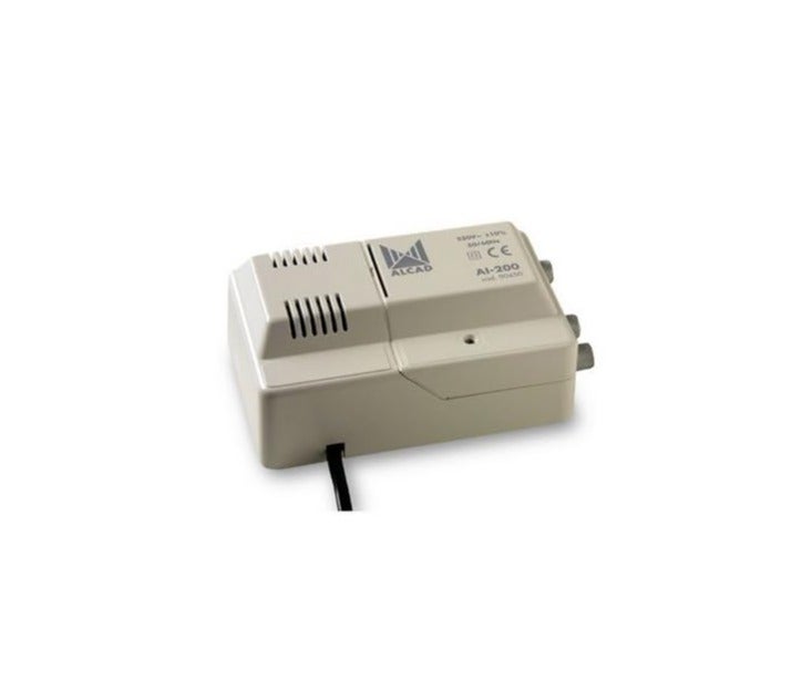 مضخم إشارة التلفزيون الداخلي مع مخرجين، تعزيز نطاق التردد العالي والتردد فوق العالي VHF/UHF، هوائي داخلي منخفض الضوضاء ومقوي كابل من الكاد، موديل AI-200 - Image 1