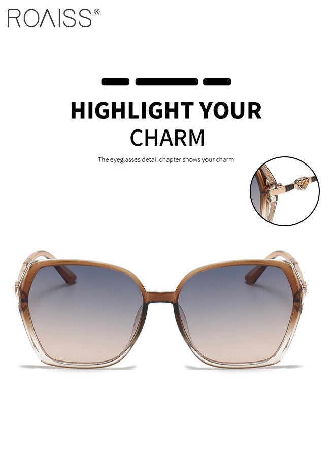roaiss - Women's Square Sunglasses, UV400 Protection Sun Glasses with Sequin Side Design, Fashion Anti-glare Sun Shades for Women with Glasses Case, 54mm, Transparent Brown - Image 1