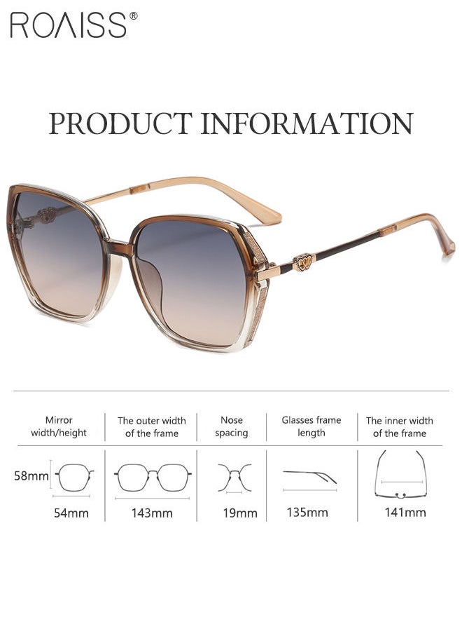 roaiss - Women's Square Sunglasses, UV400 Protection Sun Glasses with Sequin Side Design, Fashion Anti-glare Sun Shades for Women with Glasses Case, 54mm, Transparent Brown - Image 1